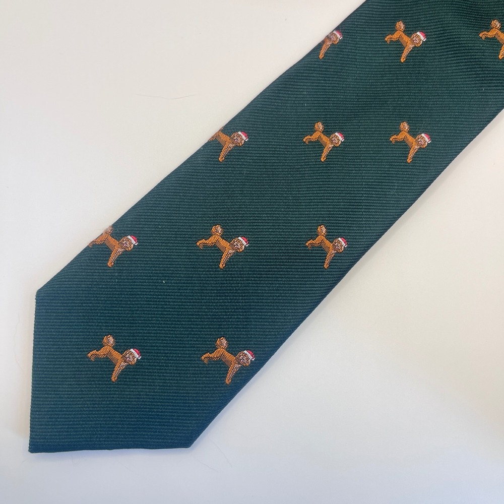Vineyard Vines Tie Mens OS Green NWT Labradoodle Christmas Santa Silk 3T001236